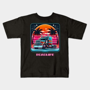 Retro vintage trucker roadlife Kids T-Shirt